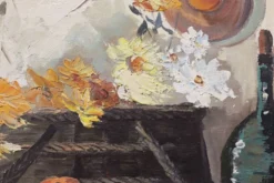 Nature morte impressionniste avec des fruits et des fleurs par J. Geurts, Belgique, 1960