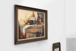 Nature morte impressionniste avec des fruits et des fleurs par J. Geurts, Belgique, 1960