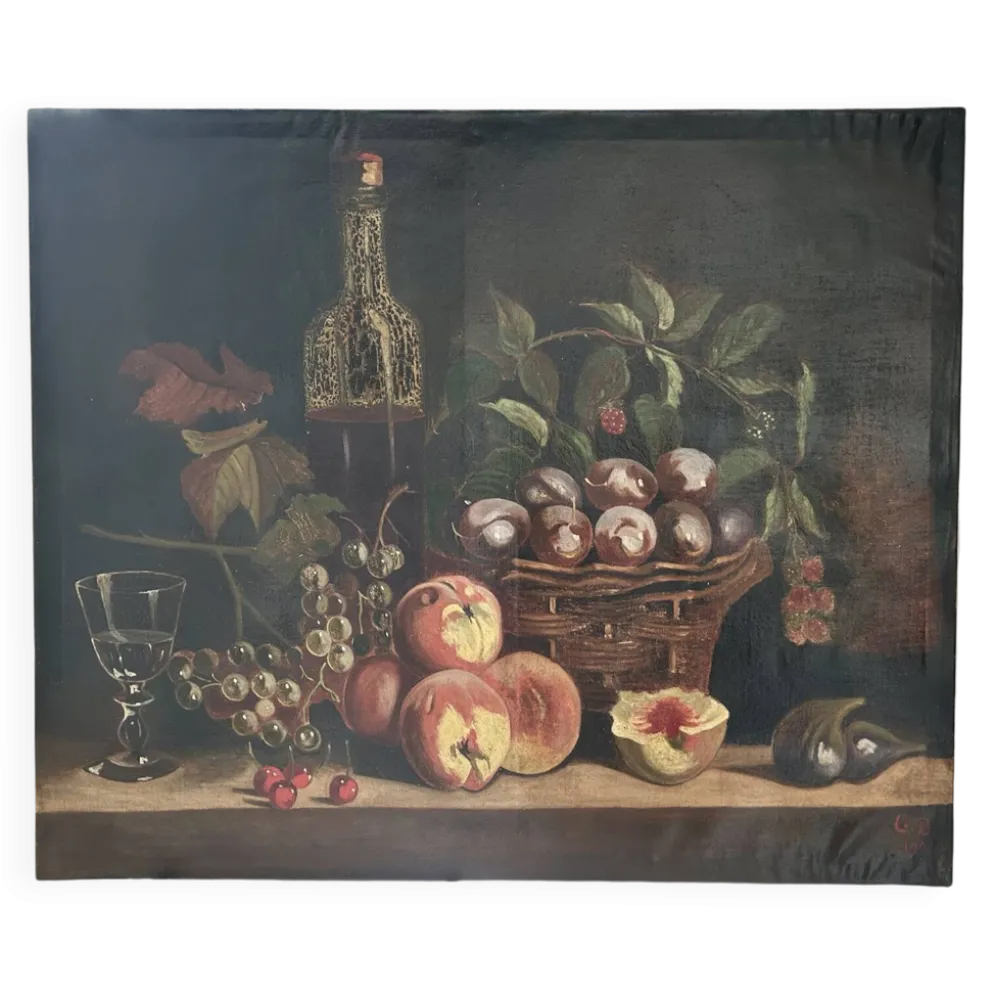 Nature morte réaliste, académique G.B 1904