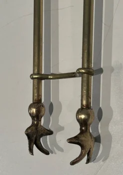 Nécessaire de cheminée de style néoclassique en laiton modèle ananas