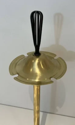 Nécessaire de Feu Design en Métal Laqué Noir et Laiton Poli. France. Vers 1
