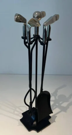 Nécessaire de Feu Modèle Golf en Métal Laqué Noir et Clubs de Golf Chromés