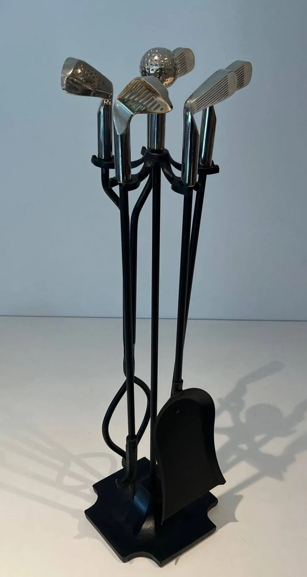 Nécessaire de Feu Modèle Golf en Métal Laqué Noir et Clubs de Golf Chromés