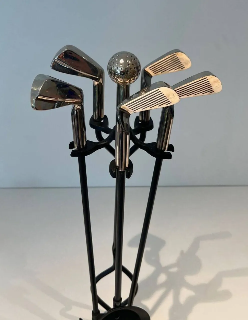 Nécessaire de Feu Modèle Golf en Métal Laqué Noir et Clubs de Golf Chromés