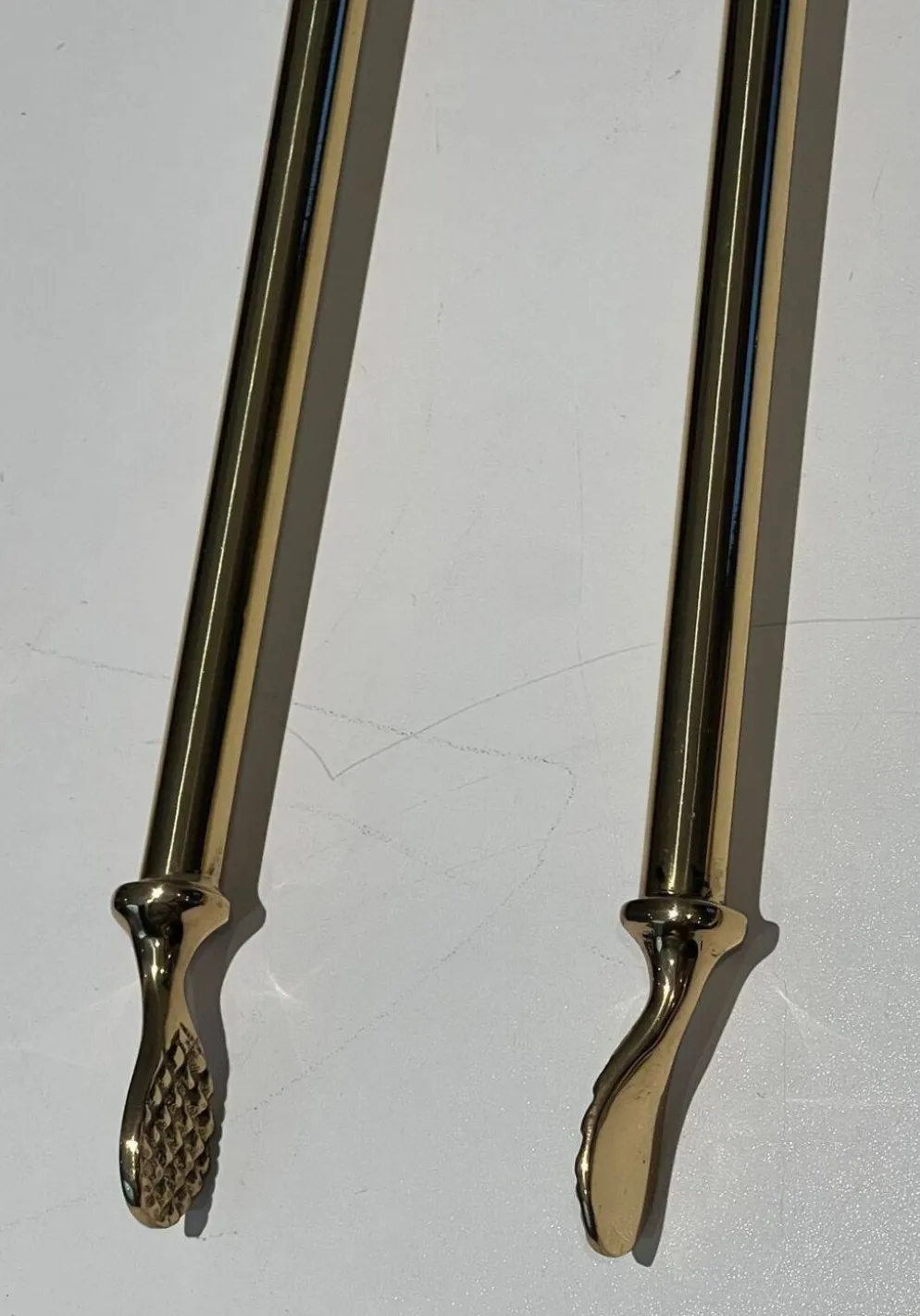 Nécessaire de Feu Néoclassique en Laiton Poli sur Support Columnaire à Base