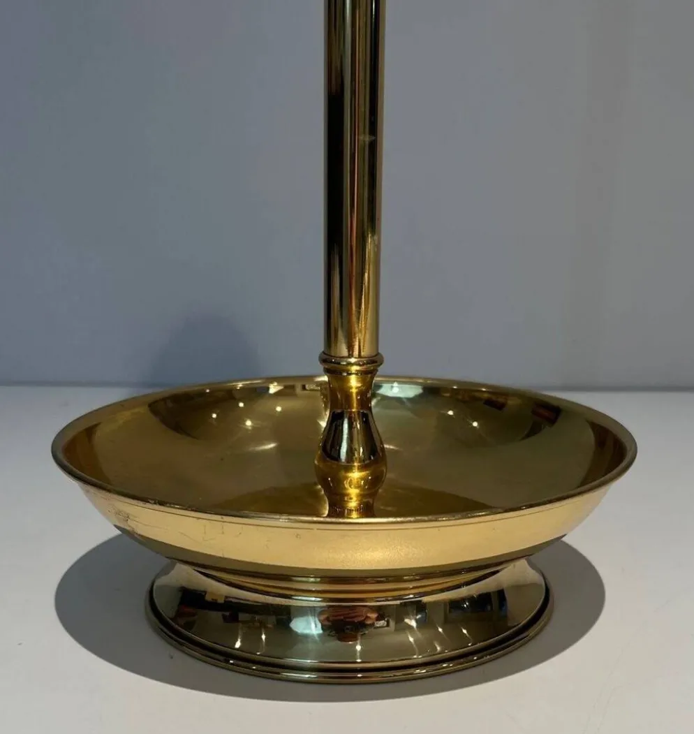 Nécessaire de Feu Néoclassique en Laiton Poli sur Support Columnaire à Base