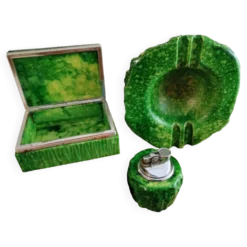 Nécessaire de fumeur en albâtre vert d’Italie, Années 1960
