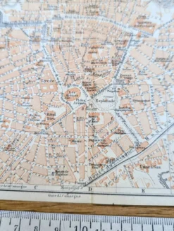 Nîmes, Gard, plan original imprimé en 1906.