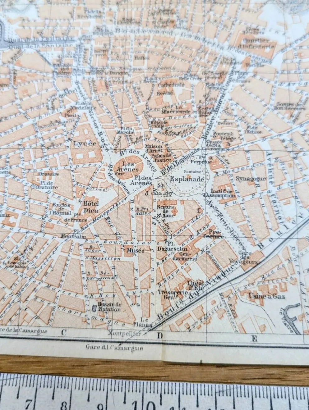 Nîmes, Gard, plan original imprimé en 1906.
