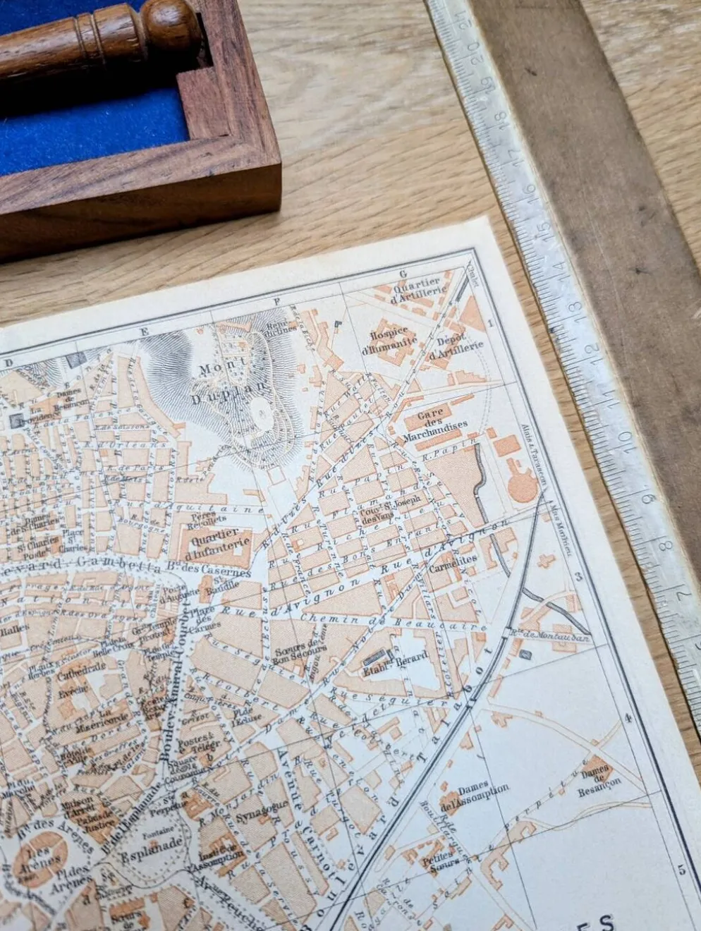 Nîmes, Gard, plan original imprimé en 1906.