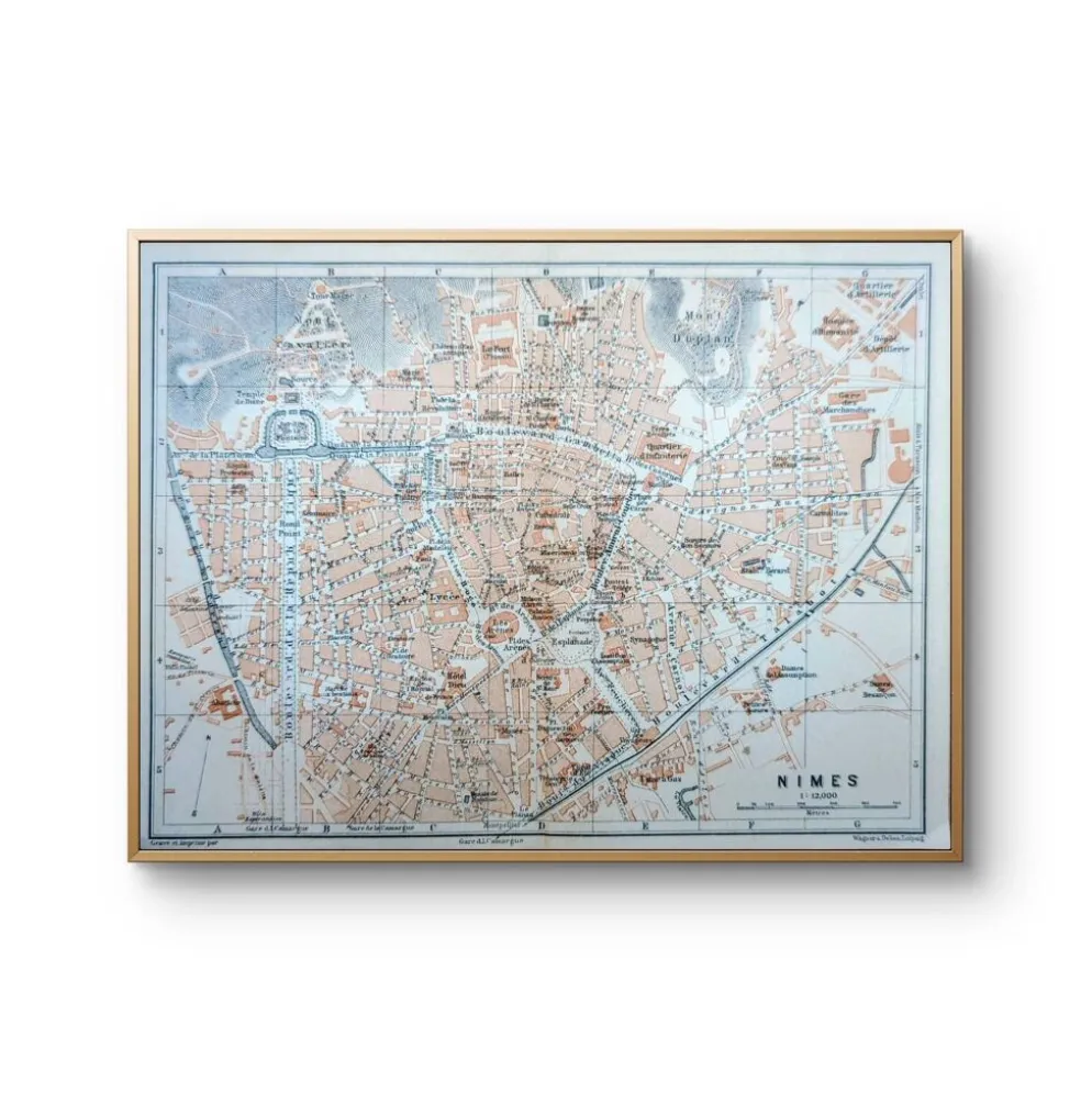 Nîmes, Gard, plan original imprimé en 1906.