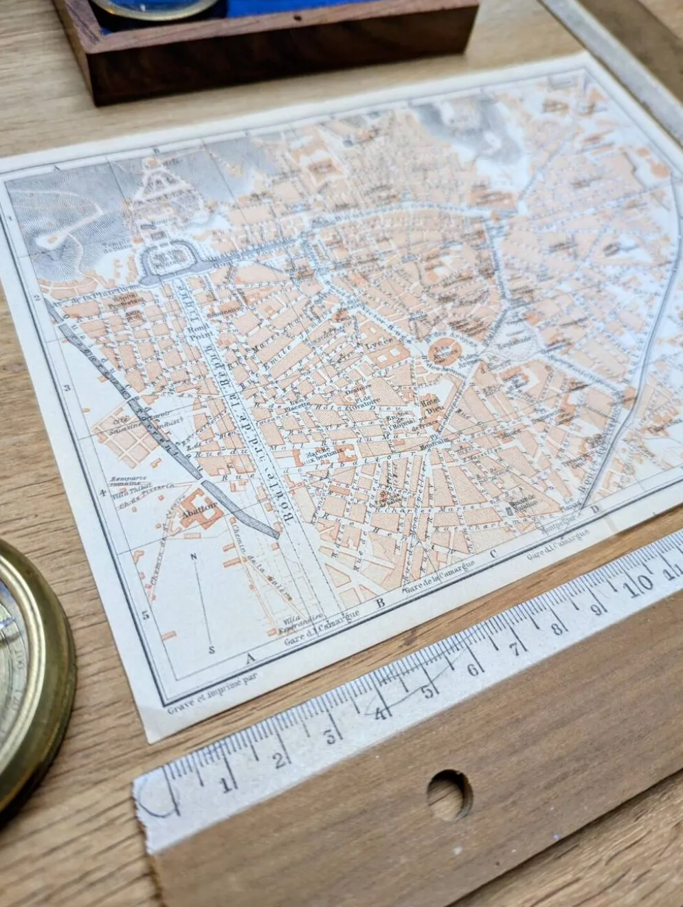 Nîmes, Gard, plan original imprimé en 1906.