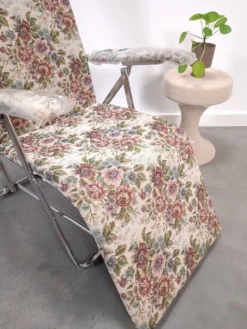 Nouveau fauteuil de jardin italien des années 70, réglable et pliable, avec fleurs.