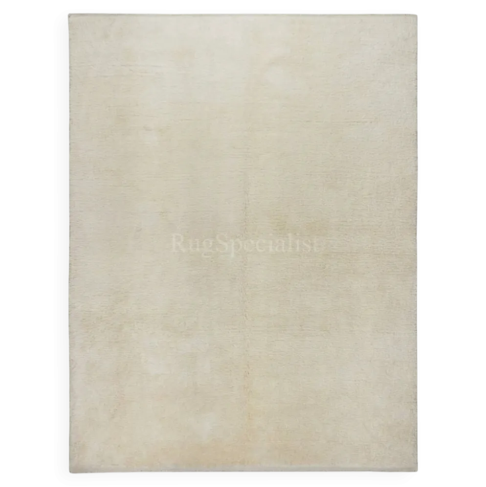 Nouveau tapis Tulu anatolien en beige uni, noué à la main, 100 % laine naturelle non teinte.