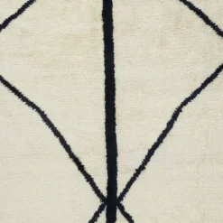 Nouveau tapis "Tulu" fait main, 100 % laine naturelle non teinte, couleurs beige et noir.