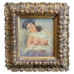 Nu d'une jeune femme, peinture à l'huile sur panneau, Italie, début du XXe siècle