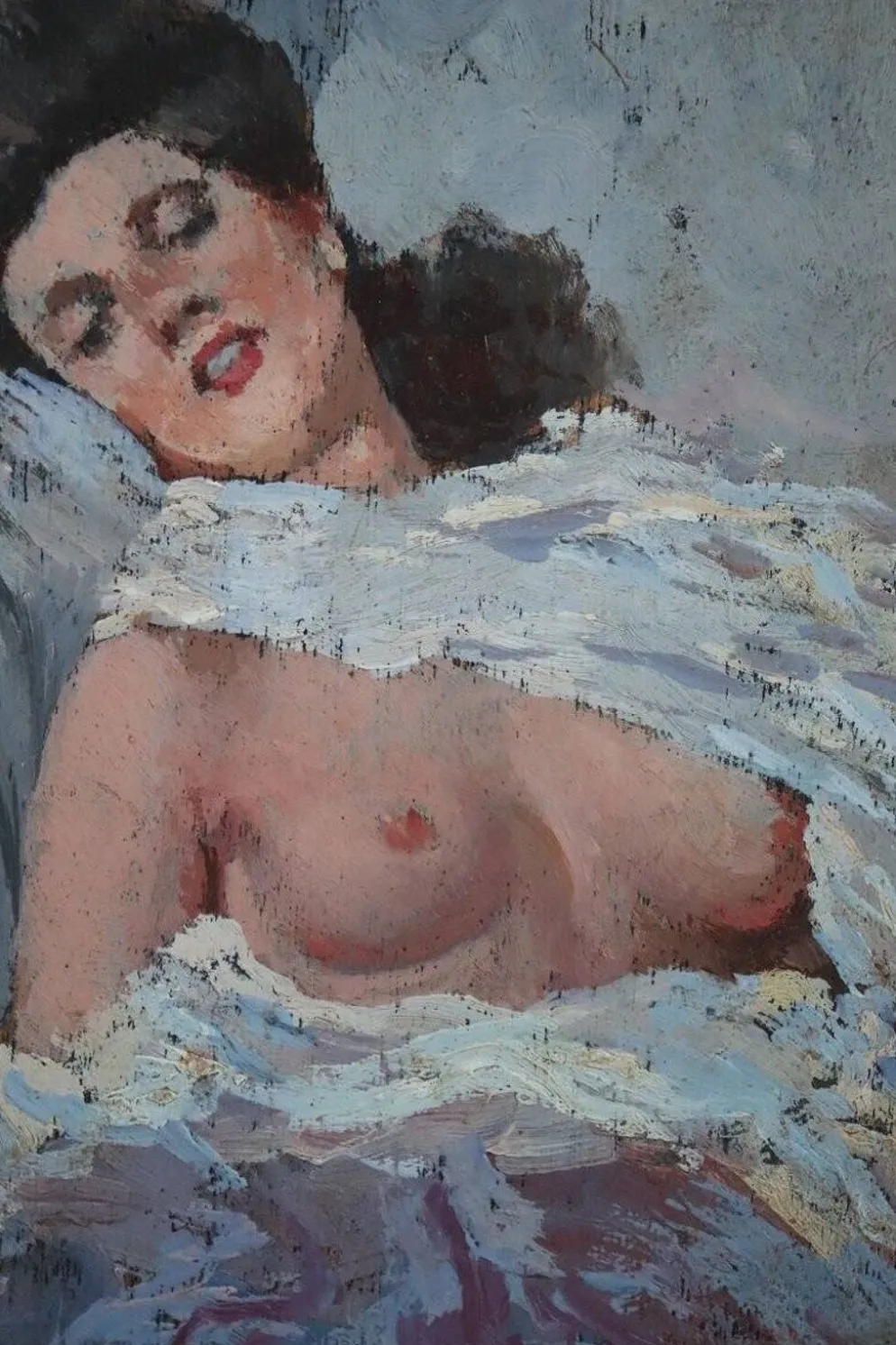 Nu d'une jeune femme, peinture à l'huile sur panneau, Italie, début du XXe siècle