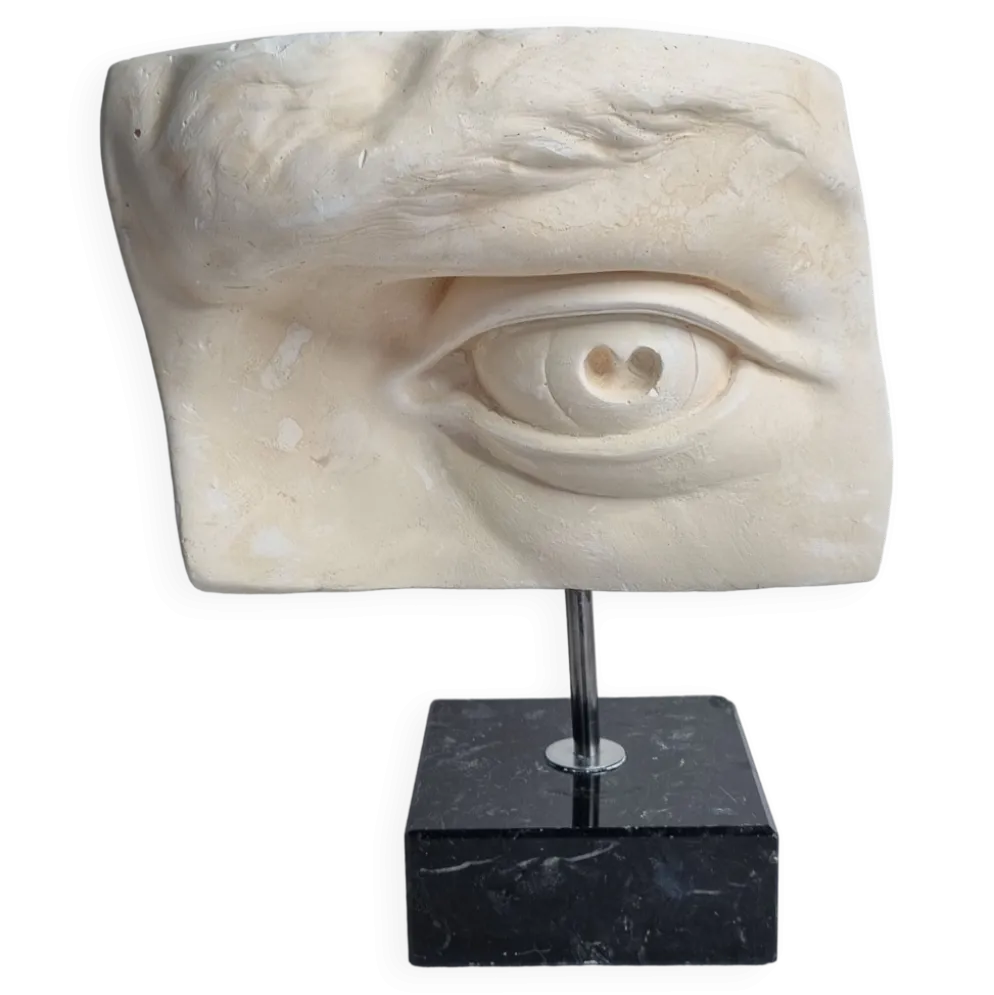 Oeil du "David" de Michelangelo moulage vintage d'après Brucciani, sur socle, 27 cm