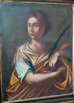 Oil on canvas antique - Saint Agnes - Roman school, 17th century