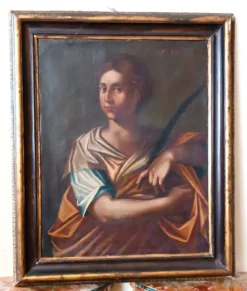 Oil on canvas antique - Saint Agnes - Roman school, 17th century