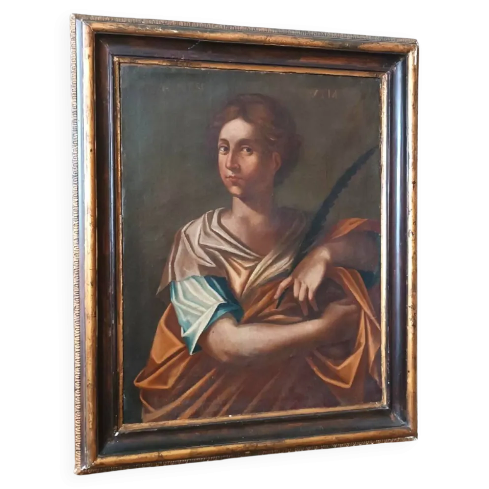 Oil on canvas antique - Saint Agnes - Roman school, 17th century