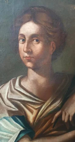Oil on canvas antique - Saint Agnes - Roman school, 17th century