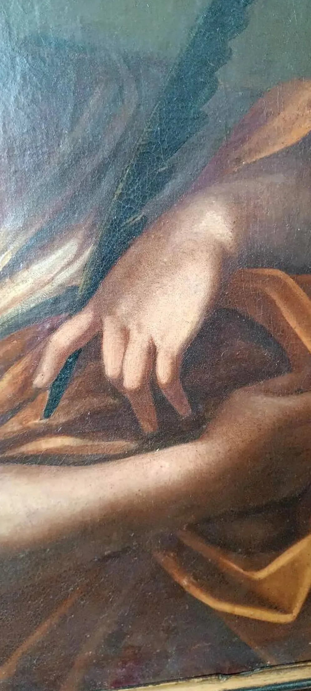 Oil on canvas antique - Saint Agnes - Roman school, 17th century