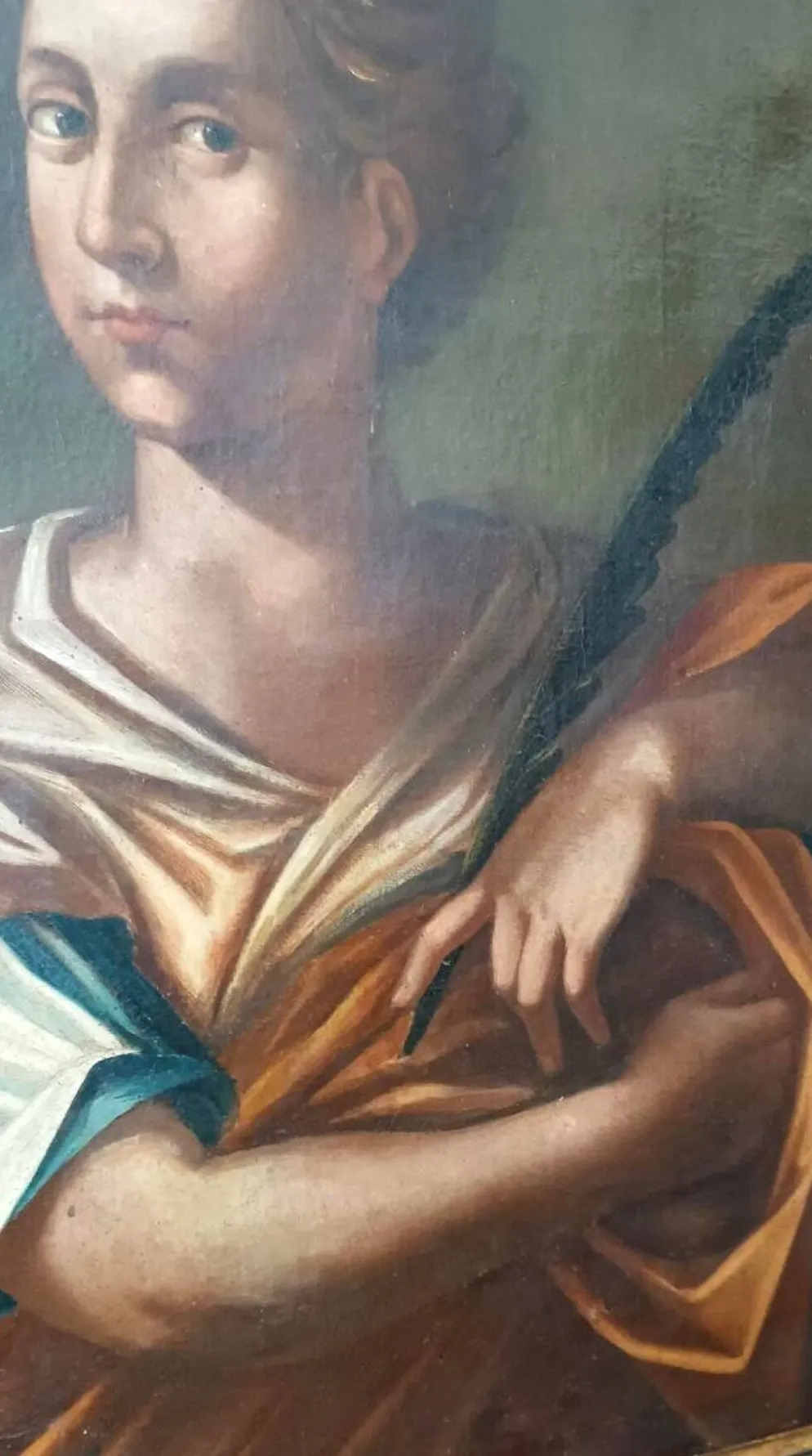 Oil on canvas antique - Saint Agnes - Roman school, 17th century