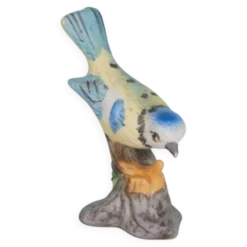 Oiseau en porcelaine vintage Pimpelmees bleu