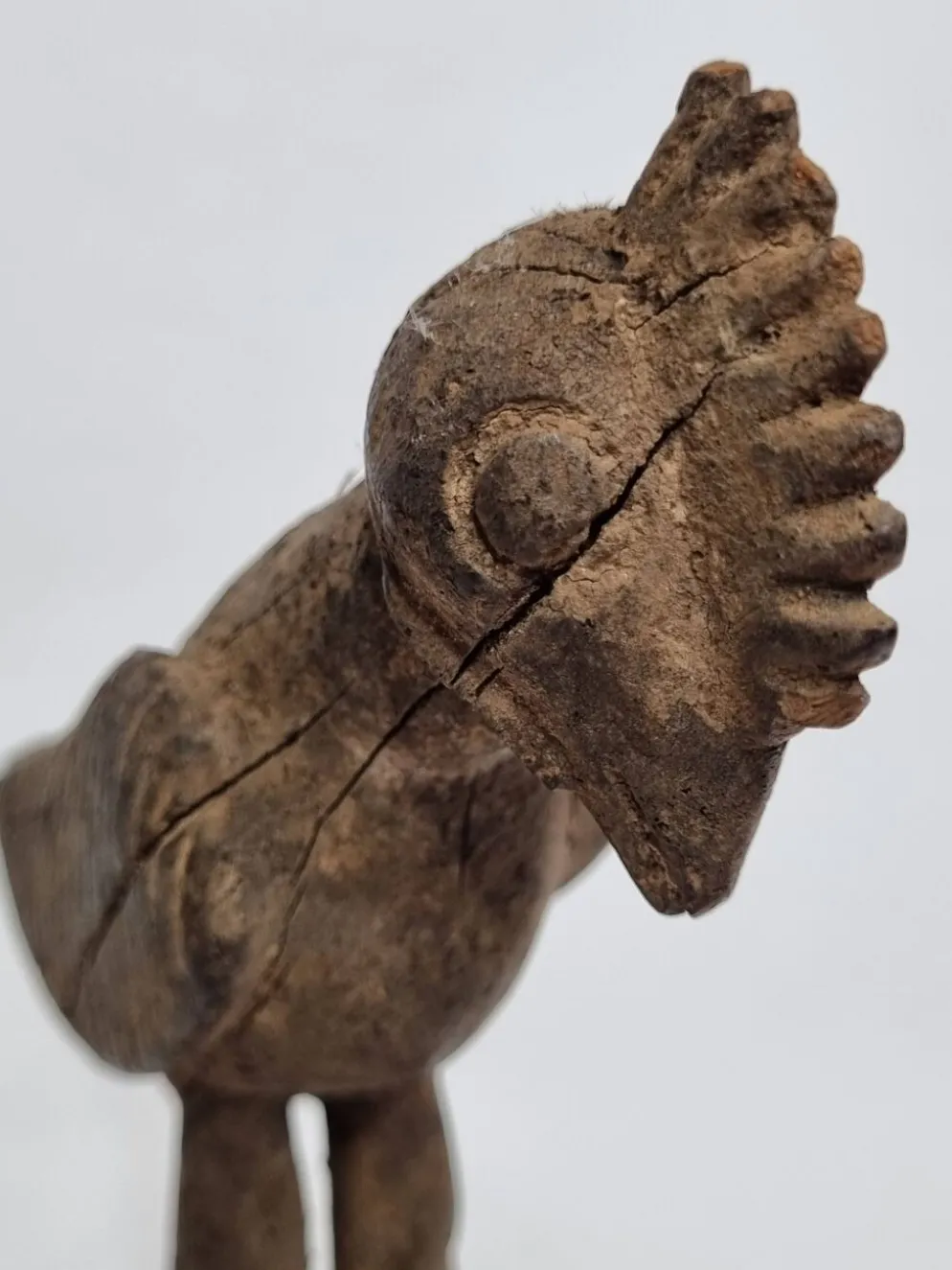Oiseau fétiche Lobi en bois ancien Sculpture tribale du Burkina Faso 22 cm