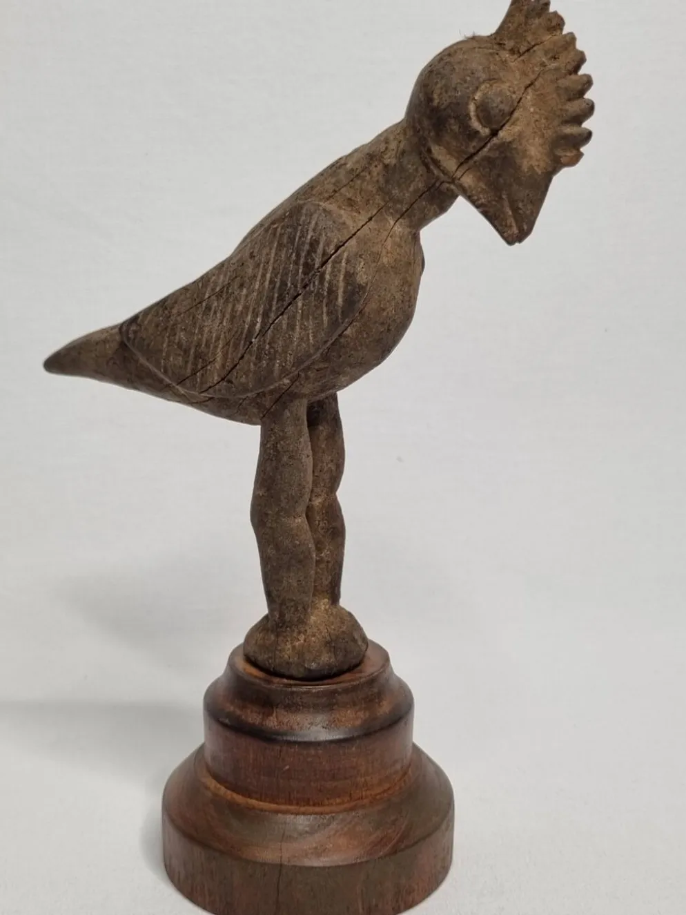 Oiseau fétiche Lobi en bois ancien Sculpture tribale du Burkina Faso 22 cm