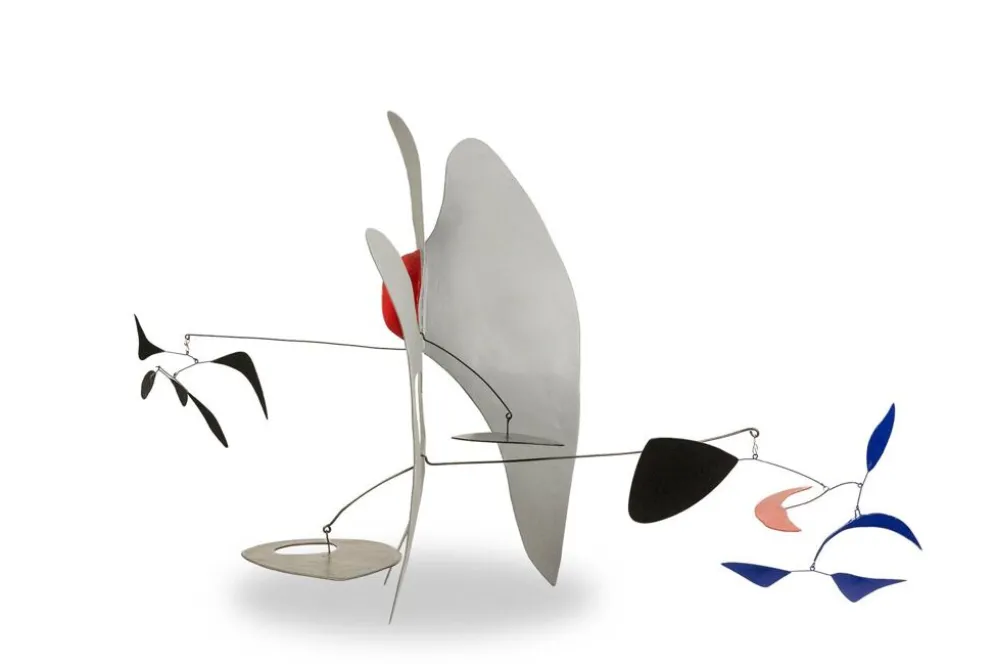 Olivier Vonet Sculpture en métal laqué noir, bleu et rouge. Contemporain