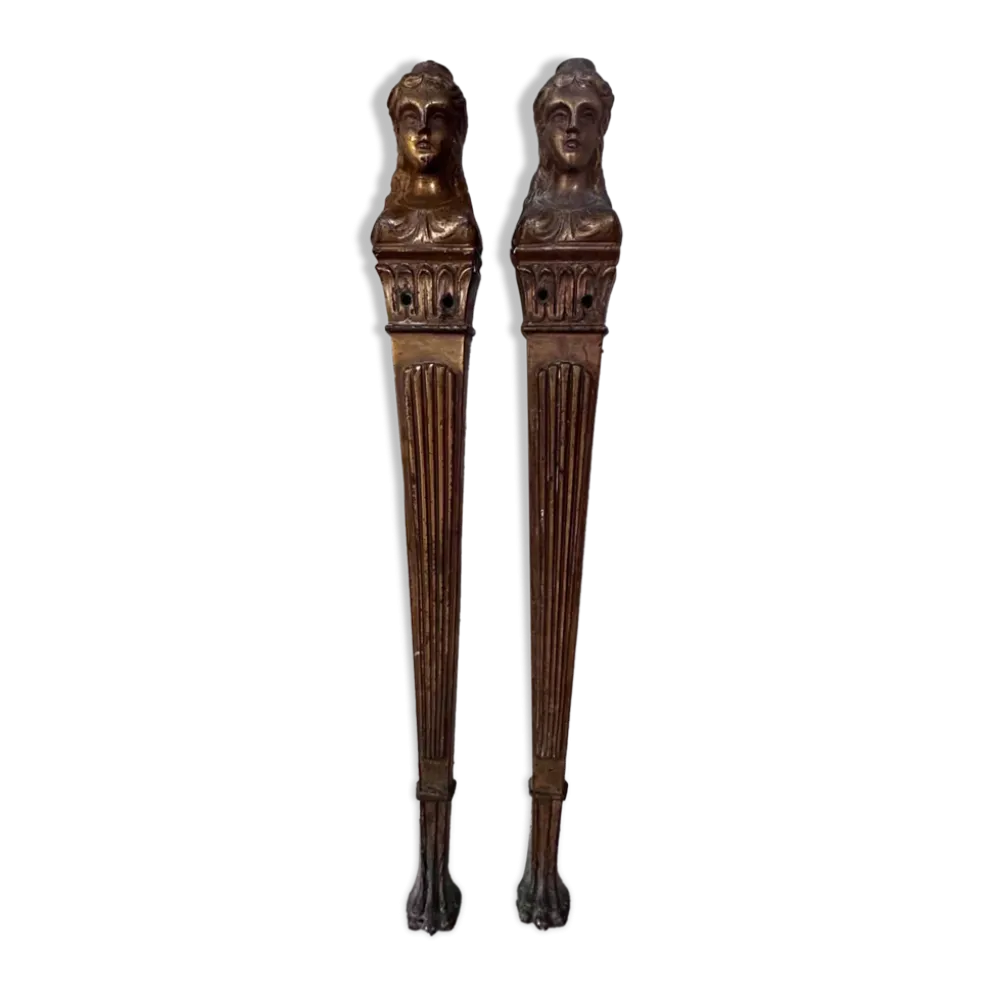 2 ornements pour meuble en bronze Art Nouveau