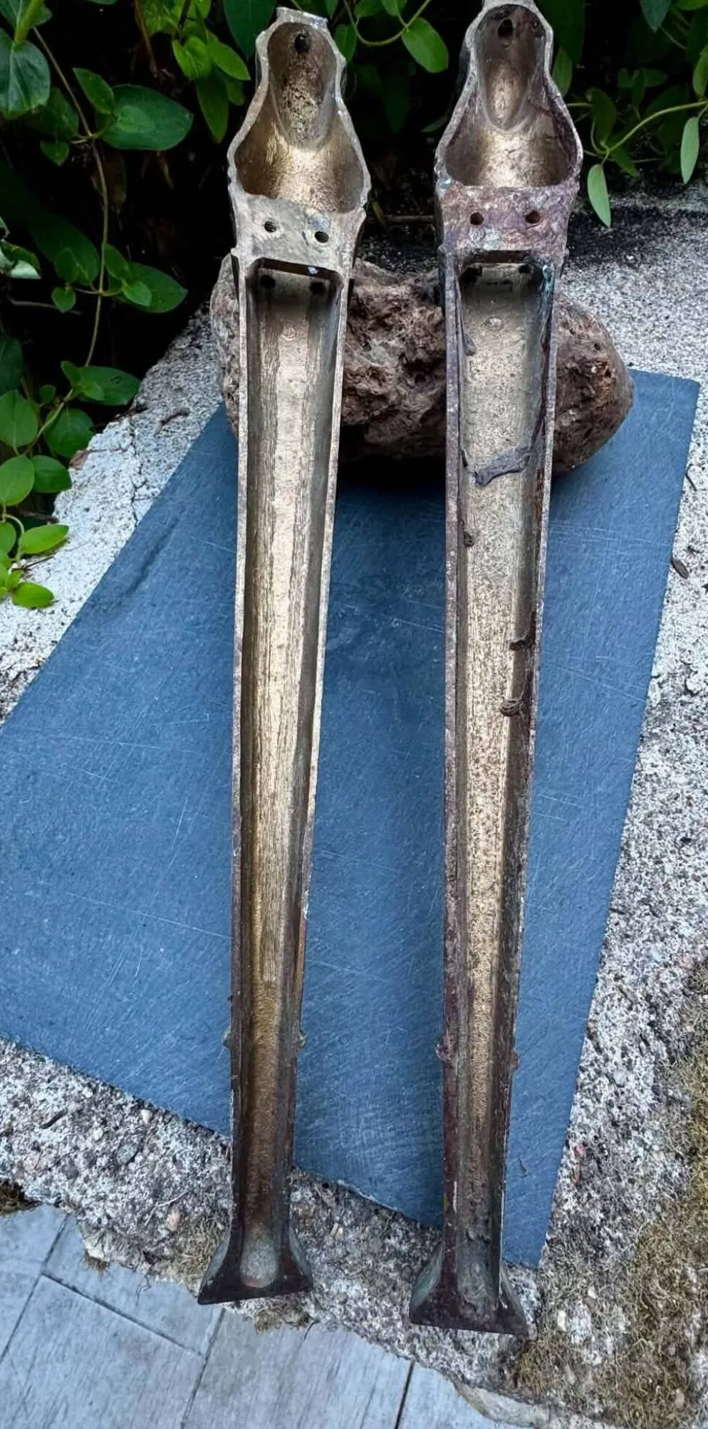2 ornements pour meuble en bronze Art Nouveau