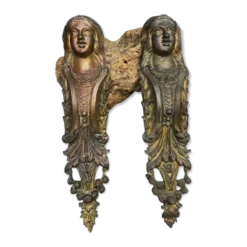 2 ornements pour meuble en bronze Art Nouveau