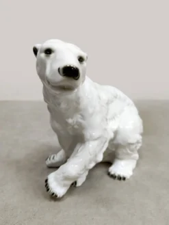 Ours polaire en porcelaine vintage de grande taille Royal Dux