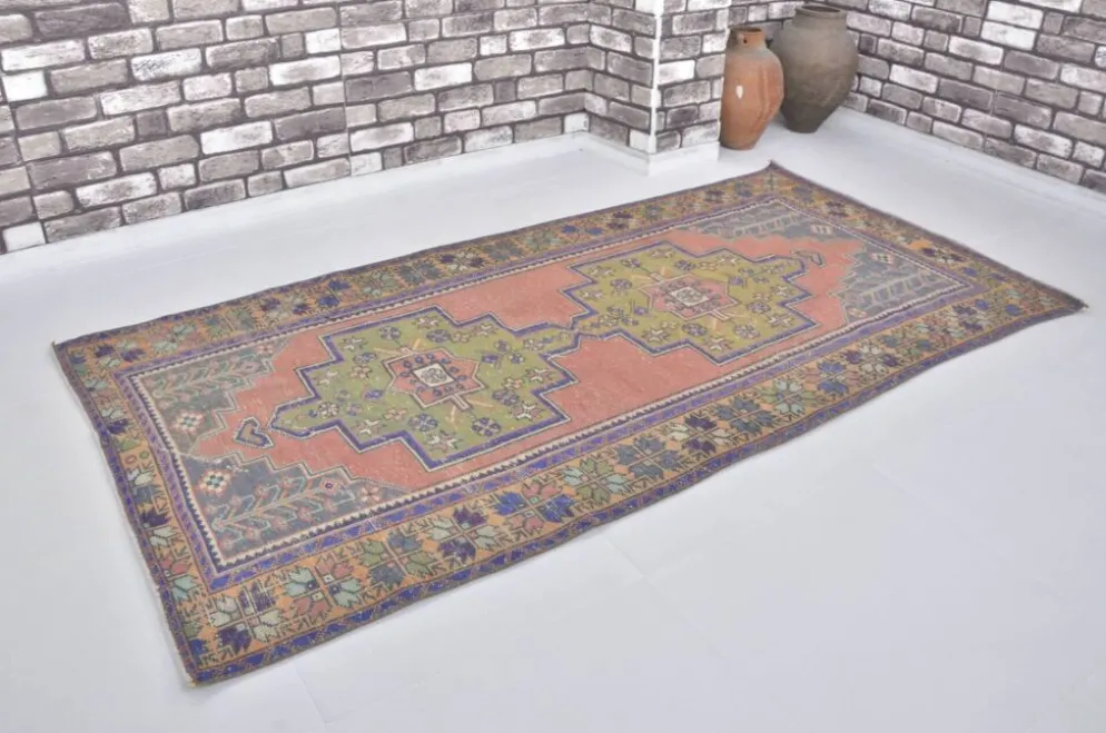 Oushak Vintage Runner noué à la main sku 2552