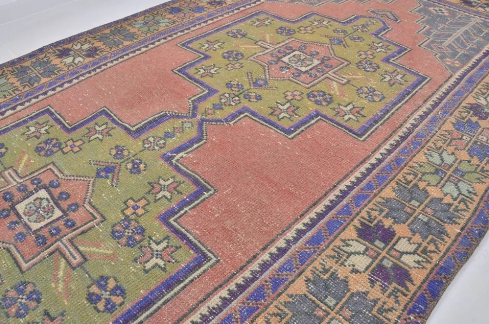 Oushak Vintage Runner noué à la main sku 2552