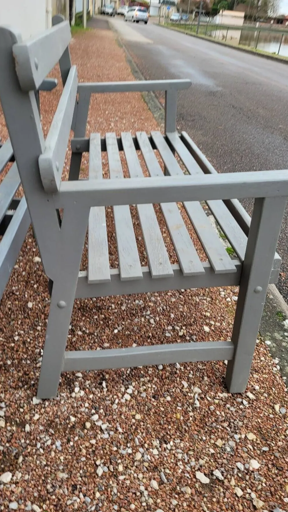 Paire de bancs de jardin parc en bois fabrication ancienne