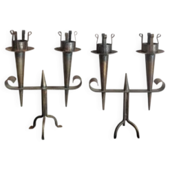 Paire de bougeoirs brutalistes