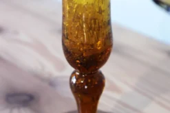 Paire de bougeoirs en verre ambré BIOT