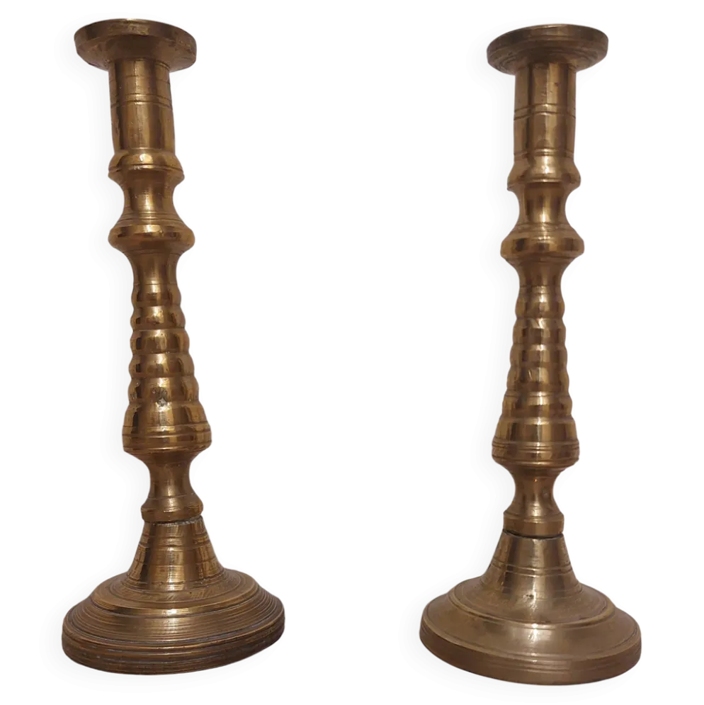 Paire de bougeoirs marocains en cuivre