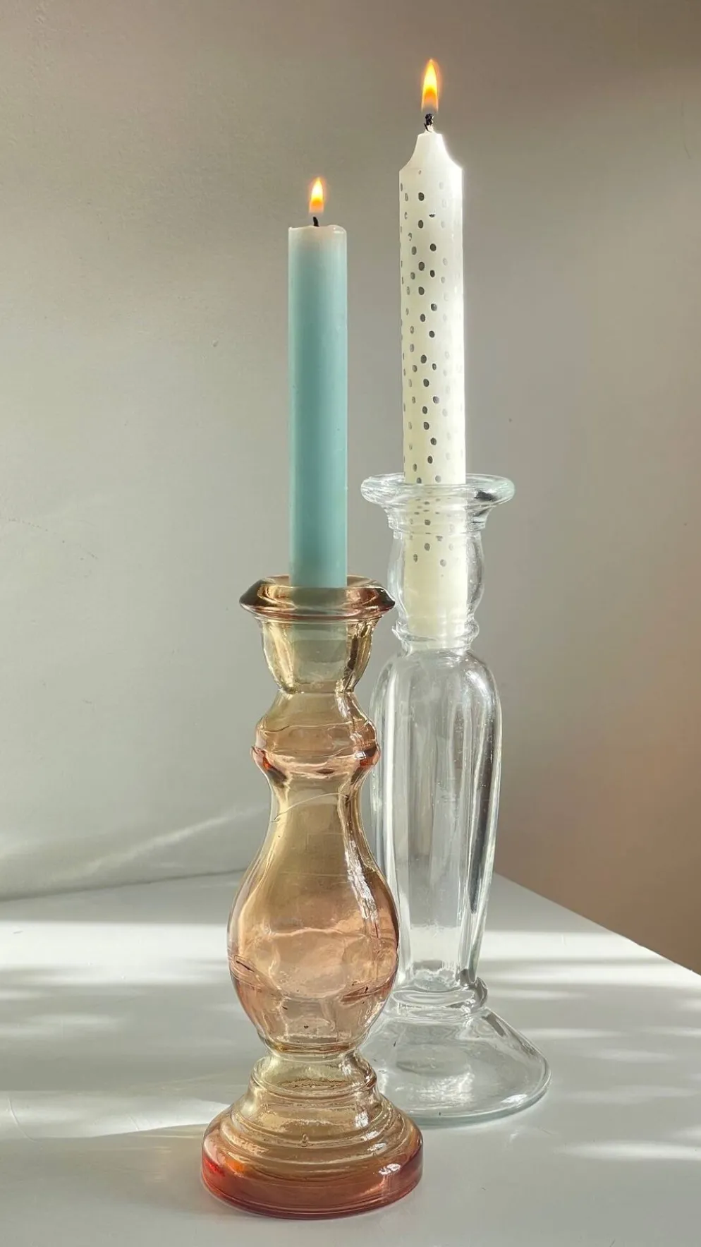 Paire de BOUGEOIRS Verre TRANSPARENT