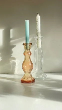 Paire de BOUGEOIRS Verre TRANSPARENT
