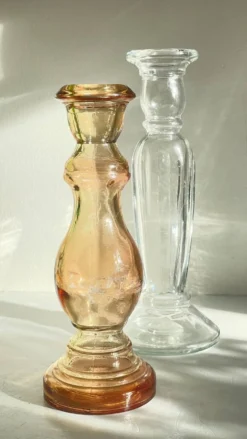 Paire de BOUGEOIRS Verre TRANSPARENT