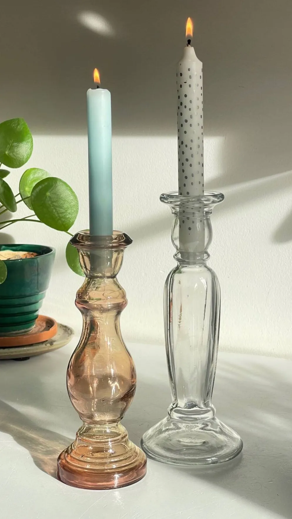 Paire de BOUGEOIRS Verre TRANSPARENT