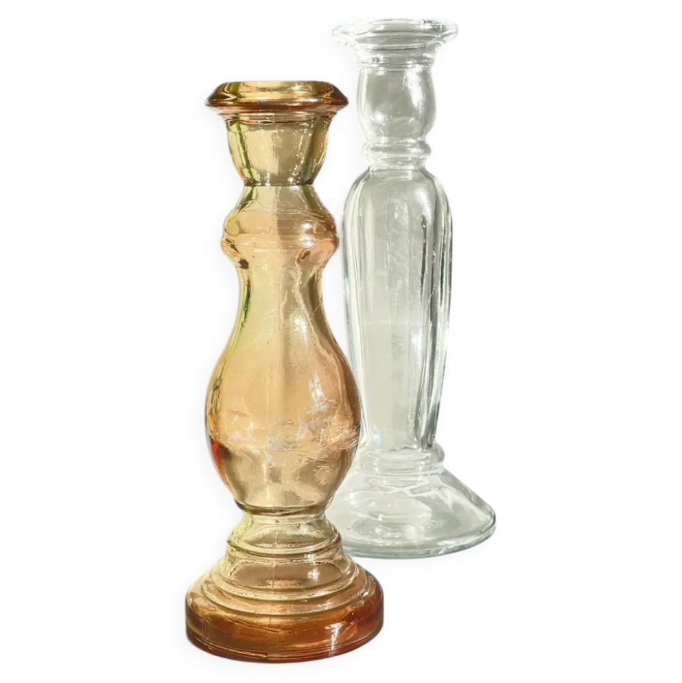 Paire de BOUGEOIRS Verre TRANSPARENT