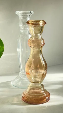 Paire de BOUGEOIRS Verre TRANSPARENT