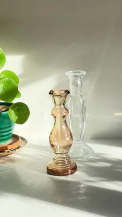 Paire de BOUGEOIRS Verre TRANSPARENT