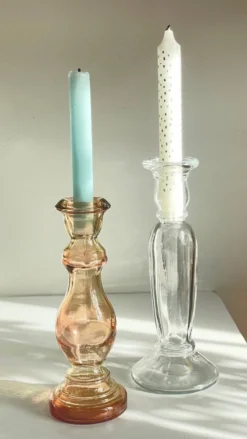 Paire de BOUGEOIRS Verre TRANSPARENT